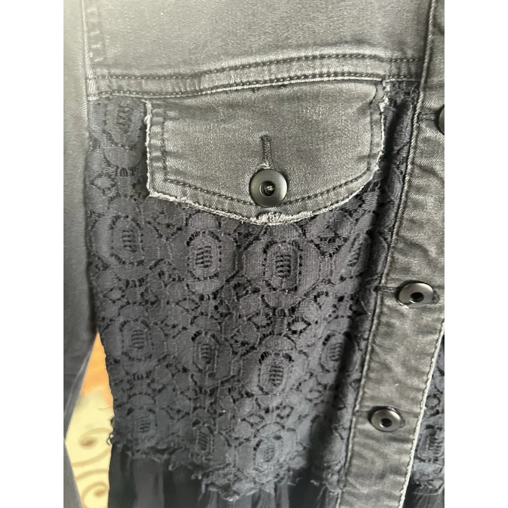 Free People Multi Textured Jacket Womens Size 2 Distressed Button Up GUC - Picture 6 of 16